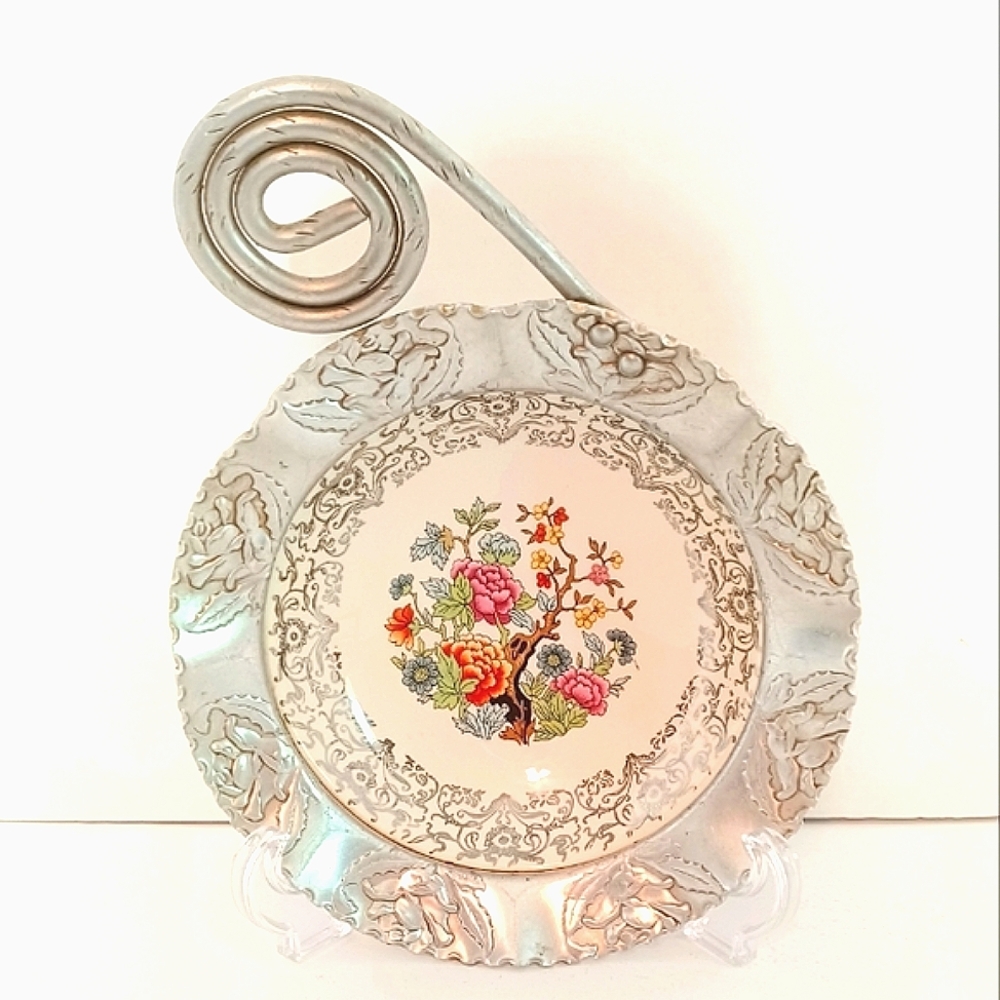 Mid Century Aluminum & Porcelain Indian Tree Candy Bowl Made by Farber &…